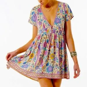 Spell Dresses Spell Lovebird Mini Babydoll Dress Chamomile Xxs Poshmark
